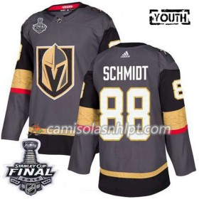 Camisola Vegas Golden Knights Nate Schmidt 88 2018 Stanley Cup Final Patch Adidas Cinza Authentic - Criança